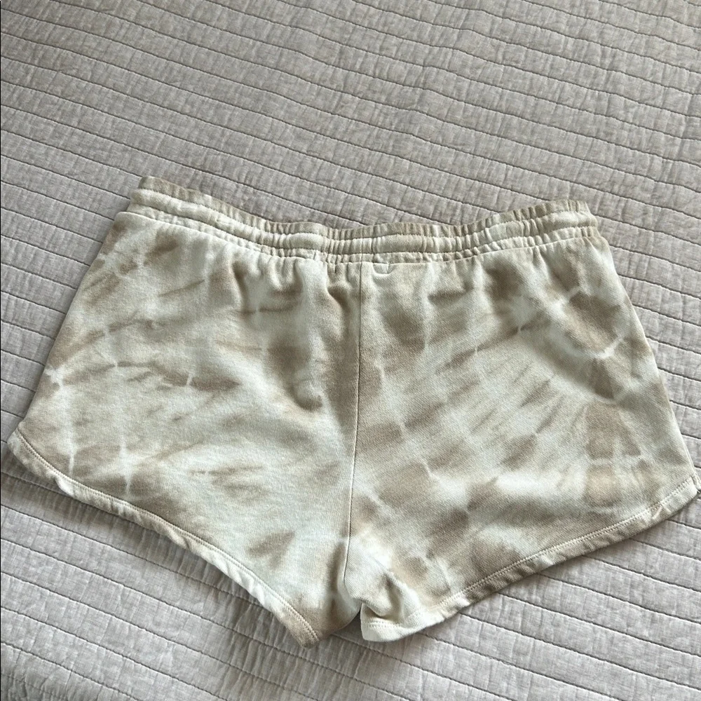Z supply SADIE SPIRAL TIE-DYE comfy 100% cotton pull on beige lounge shorts L​ - Picture 7 of 10